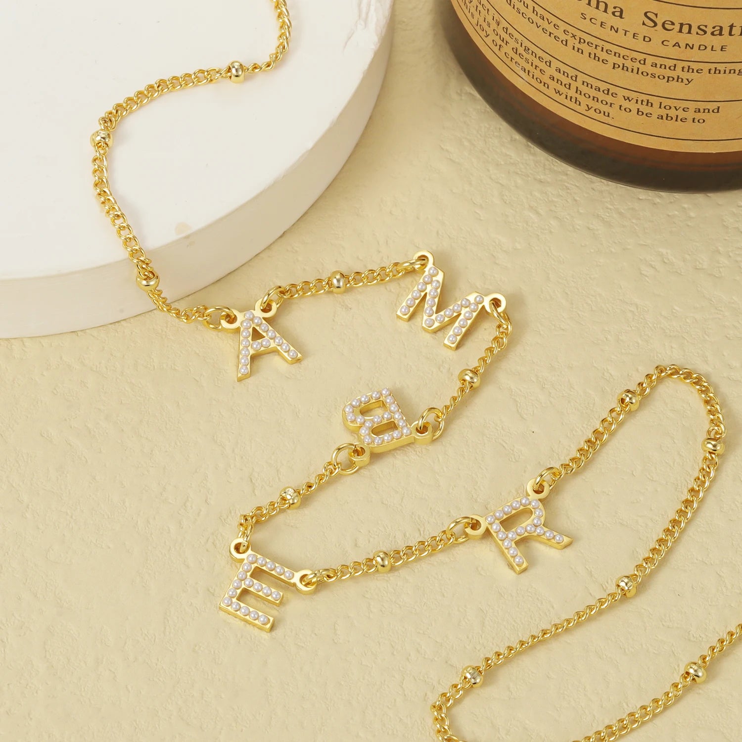 Dainty Pearl Letter Name Necklace